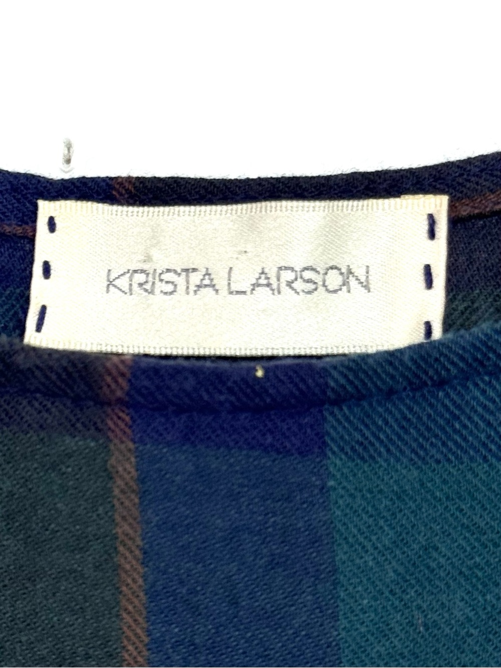Krista Larson blue and green plaid Umbrella Slip midi Dress - Picture 6 of 9